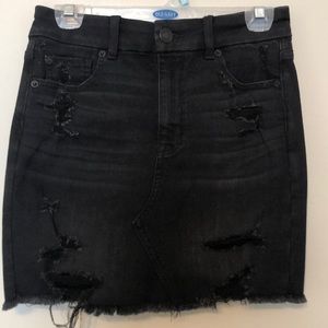 Black Distressed Denim Skirt